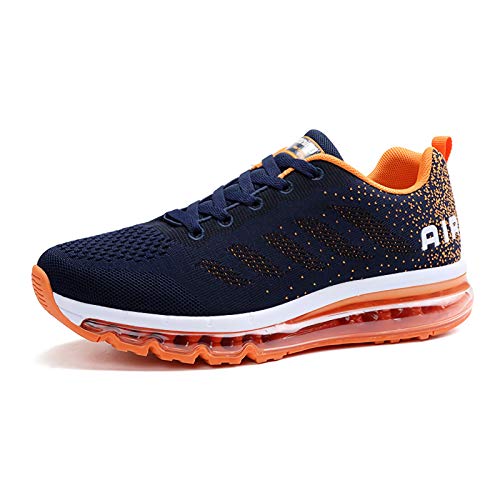 Air Zapatillas de Running para Hombre Mujer Zapatos para Correr y Asfalto Aire Libre y Deportes Calzado Unisexo Blue Orange 38