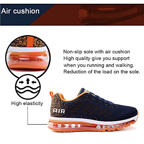 Air Zapatillas de Running para Hombre Mujer Zapatos para Correr y Asfalto Aire Libre y Deportes Calzado Unisexo Blue Orange 39
