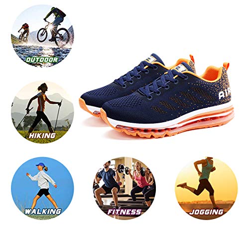 Air Zapatillas de Running para Hombre Mujer Zapatos para Correr y Asfalto Aire Libre y Deportes Calzado Unisexo Blue Orange 41