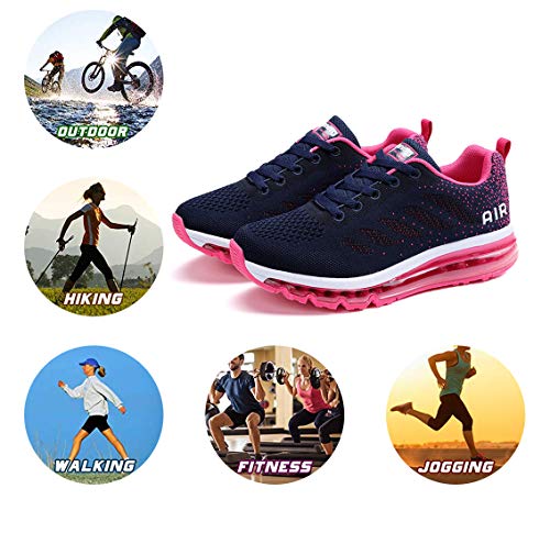 Air Zapatillas de Running para Hombre Mujer Zapatos para Correr y Asfalto Aire Libre y Deportes Calzado Unisexo Blue Plum 35