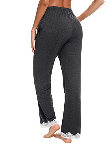 Akalnny Pantalones de Pijamas Mujer Largo con Cintura Elástica Pantalon de Yoga Casual Mujer Estar por Casa Suave Cómodo con Bolsillos