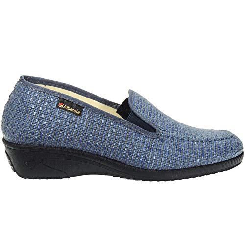 ALBEROLA 20100 Zapatilla Cerrada Mujer Casa Rafia Cuña 3Cm Piso Goma Elásticos Antideslizante AGUAMAMAR Talla 39