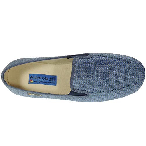 ALBEROLA 20100 Zapatilla Cerrada Mujer Casa Rafia Cuña 3Cm Piso Goma Elásticos Antideslizante AGUAMAMAR Talla 39