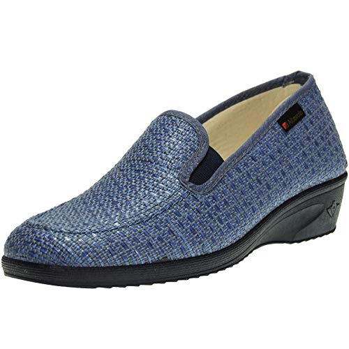 ALBEROLA 20100 Zapatilla Cerrada Mujer Casa Rafia Cuña 3Cm Piso Goma Elásticos Antideslizante AGUAMAMAR Talla 39