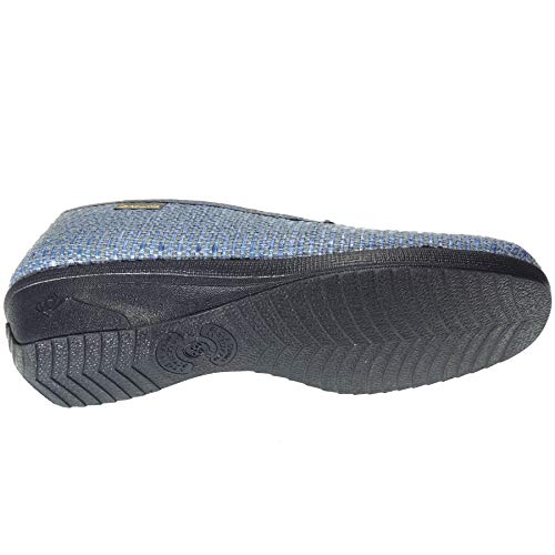 ALBEROLA 20100 Zapatilla Cerrada Mujer Casa Rafia Cuña 3Cm Piso Goma Elásticos Antideslizante AGUAMAMAR Talla 39