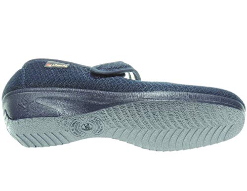 ALBEROLA S16053 Zapatilla Mujer Cerrada Rejilla Nailon Verano Velcro Ecotada Cuña 3Cm Marino Talla 38