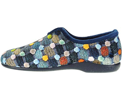ALBEROLA Z20181 Zapatilla de Estar por Casa Cerrada para Mujer | Terpel | Antideslizante | Serigrafiada Azul Talla 37