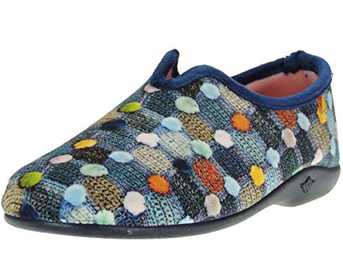 ALBEROLA Z20181 Zapatilla de Estar por Casa Cerrada para Mujer | Terpel | Antideslizante | Serigrafiada Azul Talla 37
