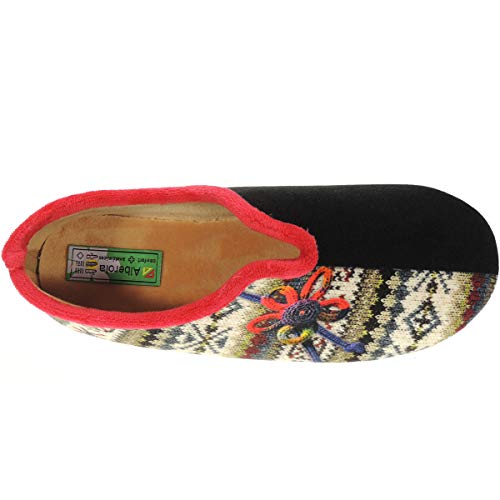 ALBEROLA Z215 Zapatilla Casa Cerrada Mujer Llana Aterciopelada Terpel Invierno Negro Talla 36