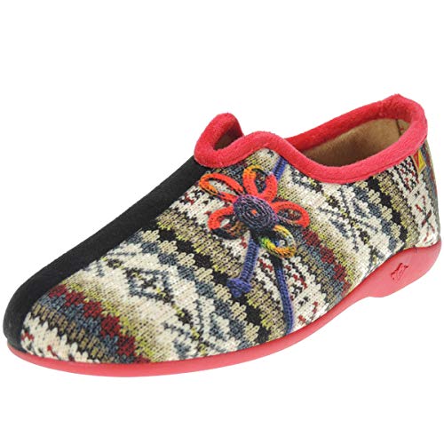 ALBEROLA Z215 Zapatilla Casa Cerrada Mujer Llana Aterciopelada Terpel Invierno Negro Talla 36