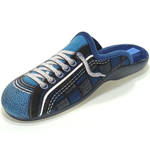 ALBEROLA ZC1464 Zapatilla Casa Chinela Destalonada Descalza Terpel Cordones Punta Cerrada Hombre Azul Talla 42