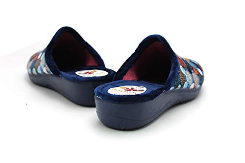 ALCALDE - Zapatilla de IR por casa Destalonada, cuña Media, Suela Antideslizante, para: Mujer Color: Marino Talla:36