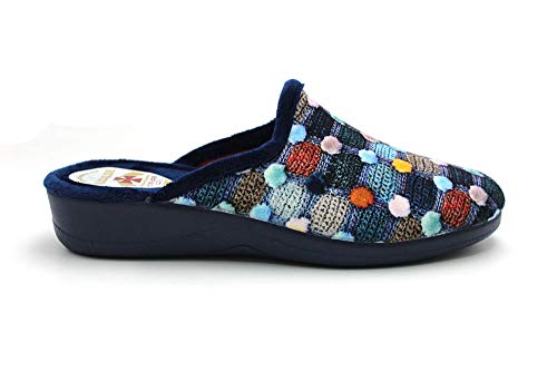 ALCALDE - Zapatilla de IR por casa Destalonada, cuña Media, Suela Antideslizante, para: Mujer Color: Marino Talla:36