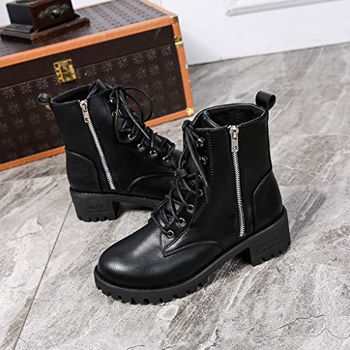 Alecony Botas Militares para Mujer Moda Invierno Zapatos Antideslizante Impermeable Lace-Up Boots Botines Botas de Nieve para Mujer