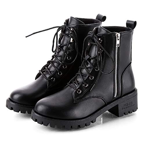 Alecony Botas Militares para Mujer Moda Invierno Zapatos Antideslizante Impermeable Lace-Up Boots Botines Botas de Nieve para Mujer
