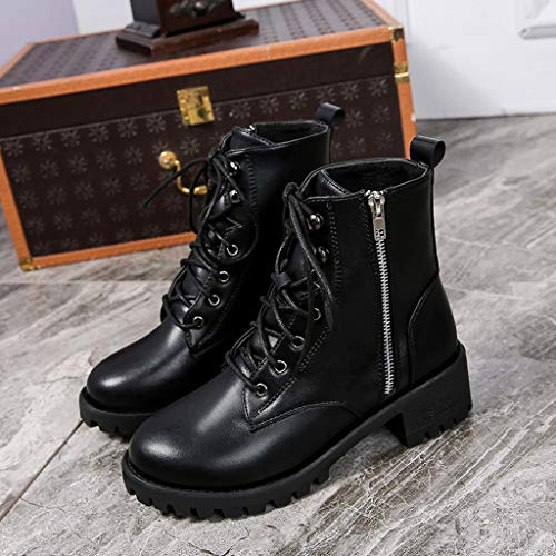 Alecony Botas Militares para Mujer Moda Invierno Zapatos Antideslizante Impermeable Lace-Up Boots Botines Botas de Nieve para Mujer