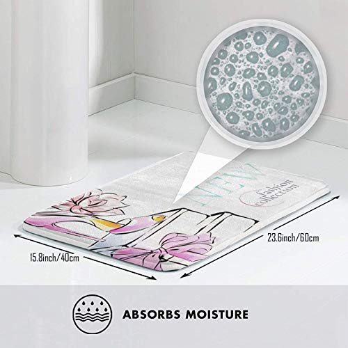 Alfombra de Baño Zapatos Online Shopping Social, Alfombra Absorbente Antideslizante, Alfombra de Baño de Microfibra Esponjosa, Alfombras de Ducha De, Lavable A Máquina
