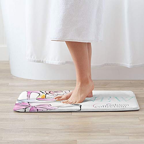 Alfombra de Baño Zapatos Online Shopping Social, Alfombra Absorbente Antideslizante, Alfombra de Baño de Microfibra Esponjosa, Alfombras de Ducha De, Lavable A Máquina