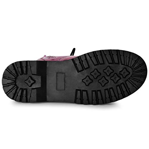 Allegra K Botas De Combate Plataforma Colorido Punta Redonda para Mujer Rosa 41