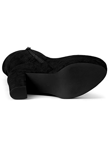 Allegra K Botas De Tacón Alto De Bloque sobre La Rodilla con Plataforma para Mujer Negro 39