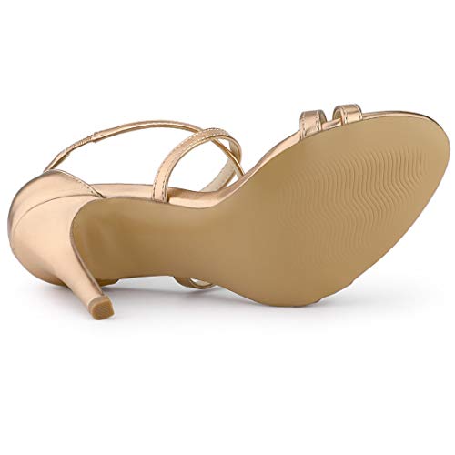 Allegra K Sandalias De Tacón De Aguja con Tiras Cruzadas De Mujer Rosa Oro 37 EU