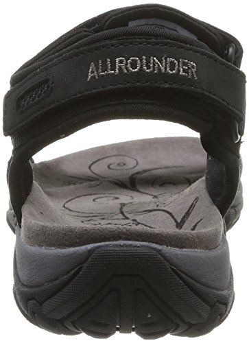 Allrounder by Mephisto Lagoona Nubuk Lycra 84 Black, Sandalias de Gladiador Mujer, Negro-Negro, 36 EU