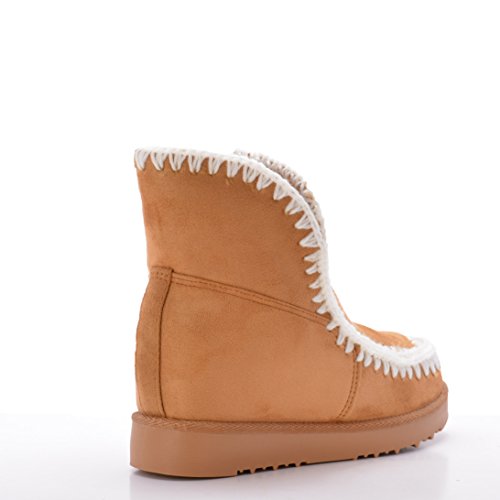 Altamoda-Botín Estilo Australiano con Pespuntes Bordados Forrados con Pelo y cuña Interior (40 EU)