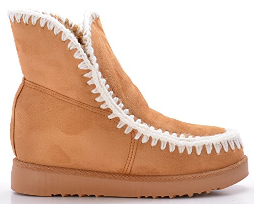Altamoda-Botín Estilo Australiano con Pespuntes Bordados Forrados con Pelo y cuña Interior (40 EU)