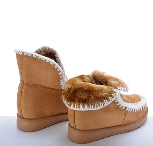 Altamoda-Botín Estilo Australiano con Pespuntes Bordados Forrados con Pelo y cuña Interior (40 EU)
