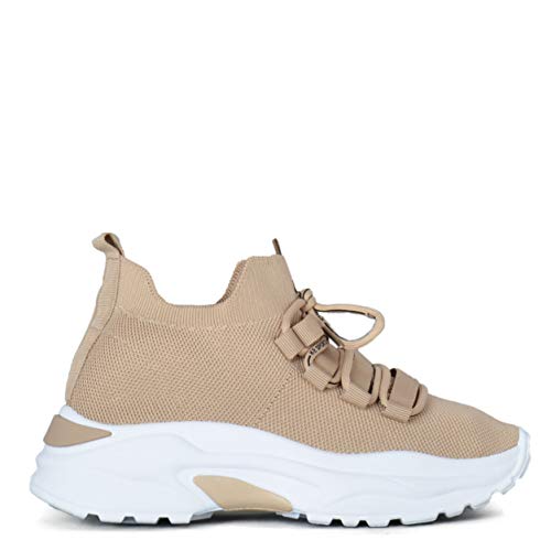 Altamoda Zapatillas con Plataforma de Mujer Estilo Calcetin Moda Camel (38)