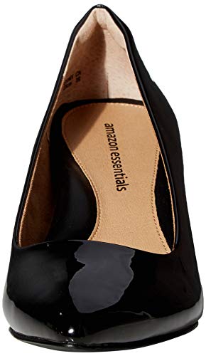 Amazon Essentials Bomba de talón Mediana de Punta Redonda. Pumps-Shoes, Negro Patent, EU 35-36