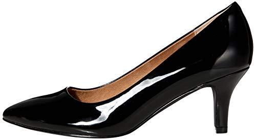 Amazon Essentials Bomba de talón Mediana de Punta Redonda. Pumps-Shoes, Negro Patent, EU 35-36