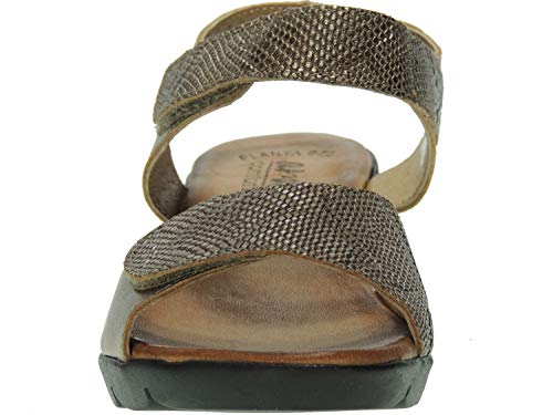 Amelie 853A Sandalia Piel para Mujer con Cuña de 4CM, Planta de Gel y Ajustes con Velcro Onix Talla 39