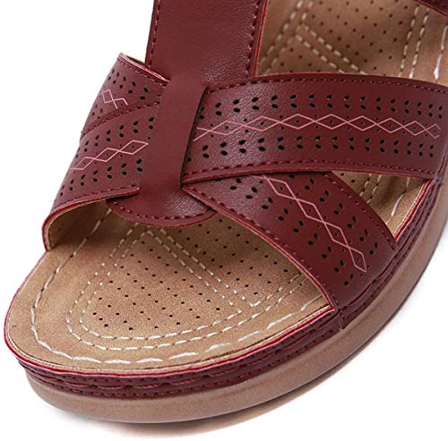 Amitafo Sandalias con Punta Abierta para Mujer Mules de Cuña Cómodos Pantuflas de Antideslizante Moda Plataforma Zapatillas de Verano 40 EU = Etiqueta 41