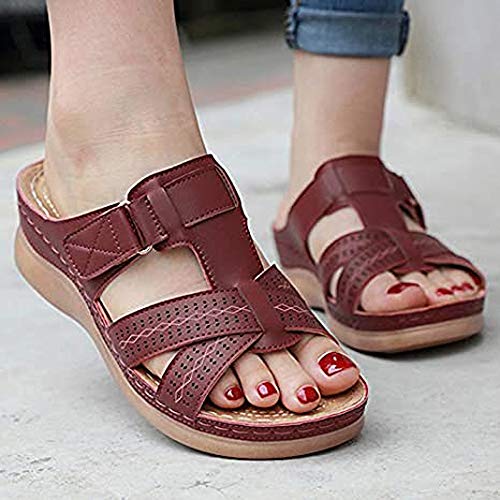 Amitafo Sandalias con Punta Abierta para Mujer Mules de Cuña Cómodos Pantuflas de Antideslizante Moda Plataforma Zapatillas de Verano 40 EU = Etiqueta 41