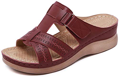 Amitafo Sandalias con Punta Abierta para Mujer Mules de Cuña Cómodos Pantuflas de Antideslizante Moda Plataforma Zapatillas de Verano 40 EU = Etiqueta 41