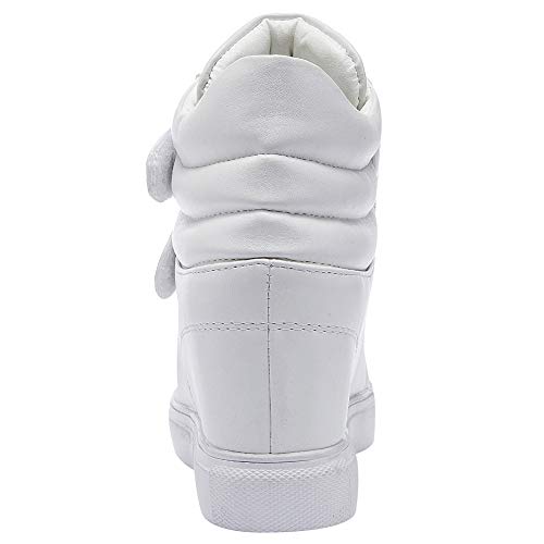 amropi Mujer Cuña Interior Tops Altos Gancho y Bucle Casual Zapatillas de Moda(Blanco,39 EU)