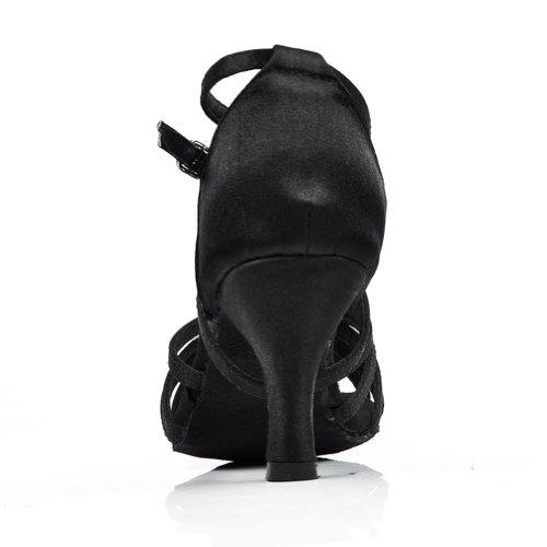 Amur Leopard Zapatos de Baile Negro para Mujer Zapatos de Tacón Medio para Jazz Baile Latina y Salsa Talla 35