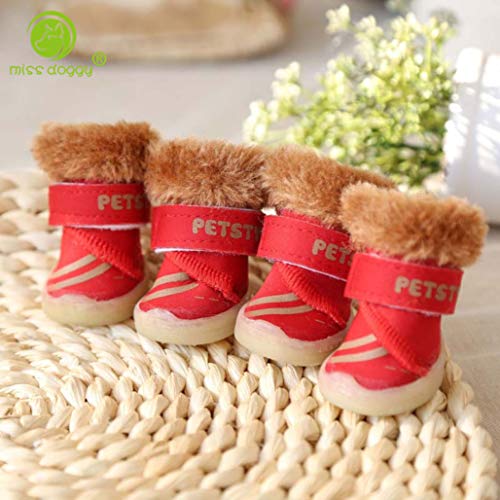 AMURAO Fluorescencia Creativa Botas para Perros Estilo Deportivo Ocio Zapatos para Mascotas Ropa Piel Espesor Borde Botines cálidos