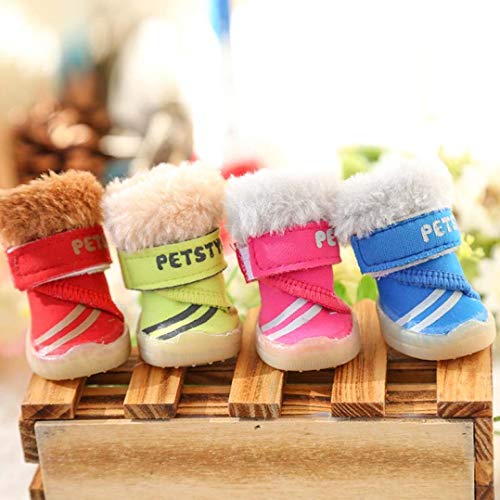 AMURAO Fluorescencia Creativa Botas para Perros Estilo Deportivo Ocio Zapatos para Mascotas Ropa Piel Espesor Borde Botines cálidos