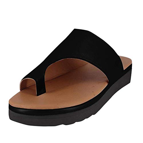 AMYGG Zapatillas de Mujer Vintage Zapatos de Punta Abierta Sandalias de Estilo de Tanga Confort Ortopédicas Originales, Zapatillas Planas de Mujer Chanclas con Punta de Clip de Playa de Verano 36 C