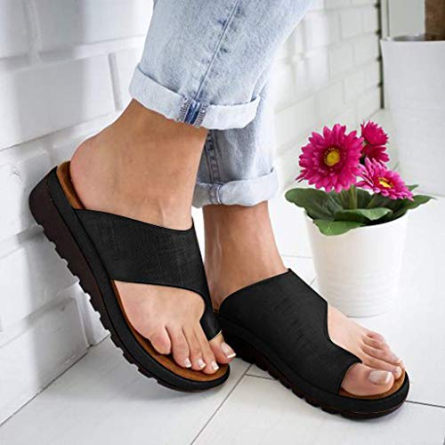 AMYGG Zapatillas de Mujer Vintage Zapatos de Punta Abierta Sandalias de Estilo de Tanga Confort Ortopédicas Originales, Zapatillas Planas de Mujer Chanclas con Punta de Clip de Playa de Verano 40 C