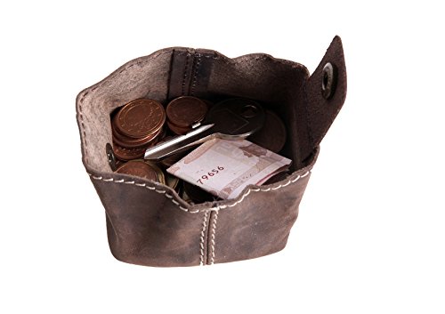 ANDERS Mini monedero de diseño alemán de cuero marrón retro vintage