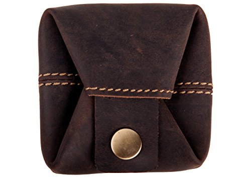 ANDERS Mini monedero de diseño alemán de cuero marrón retro vintage