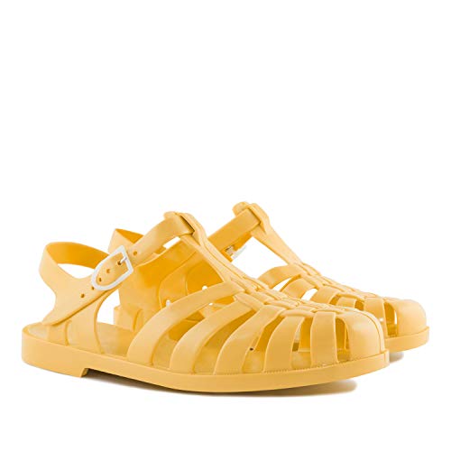 Andres Machado - Sandalias de Verano de Goma Unisex para Mujeres, Hombres y niños - AM188 - cangrejeras con Cierre de Hebilla - Ambar -EU 40