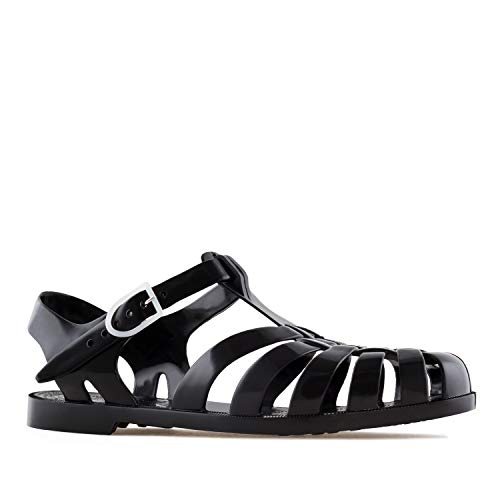 Andres Machado - Sandalias de Verano de Goma Unisex para Mujeres, Hombres y niños - AM188 - cangrejeras con Cierre de Hebilla - Negro -EU 45