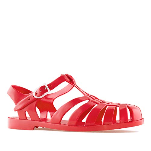 Andres Machado - Sandalias de Verano de Goma Unisex para Mujeres, Hombres y niños - AM188 - cangrejeras con Cierre de Hebilla - Rojo -EU 35