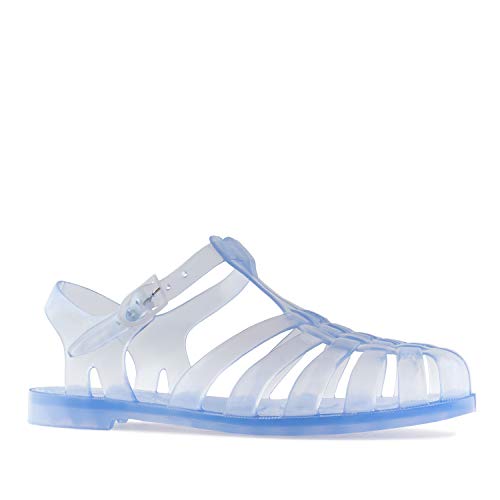 Andres Machado - Sandalias de Verano de Goma Unisex para Mujeres, Hombres y niños - AM188 - cangrejeras con Cierre de Hebilla - Transparente -EU 38