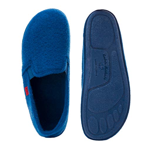 Andres Machado - Zapatillas Cerradas de Estar por casa para Hombre y Mujer - ESAM002- Slippers - para Unisex Adulto - Suela de Goma Vulcanizada Resistentes y Antideslizante - Azulón 33 EU