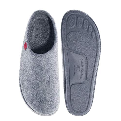 Andres Machado - Zapatillas de Estar por casa para Hombre y Mujer - AM001- Slippers de Invierno - para Unisex Adulto - Suela de Goma Vulcanizada Resistentes y Antideslizante - Gris EU 28